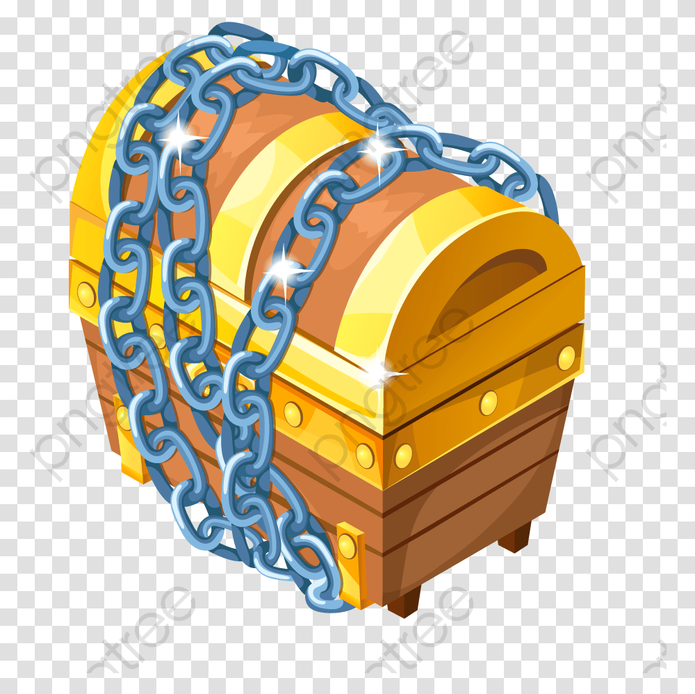 A Of Chains Box Chest With Chains Cartoon, Treasure Transparent Png