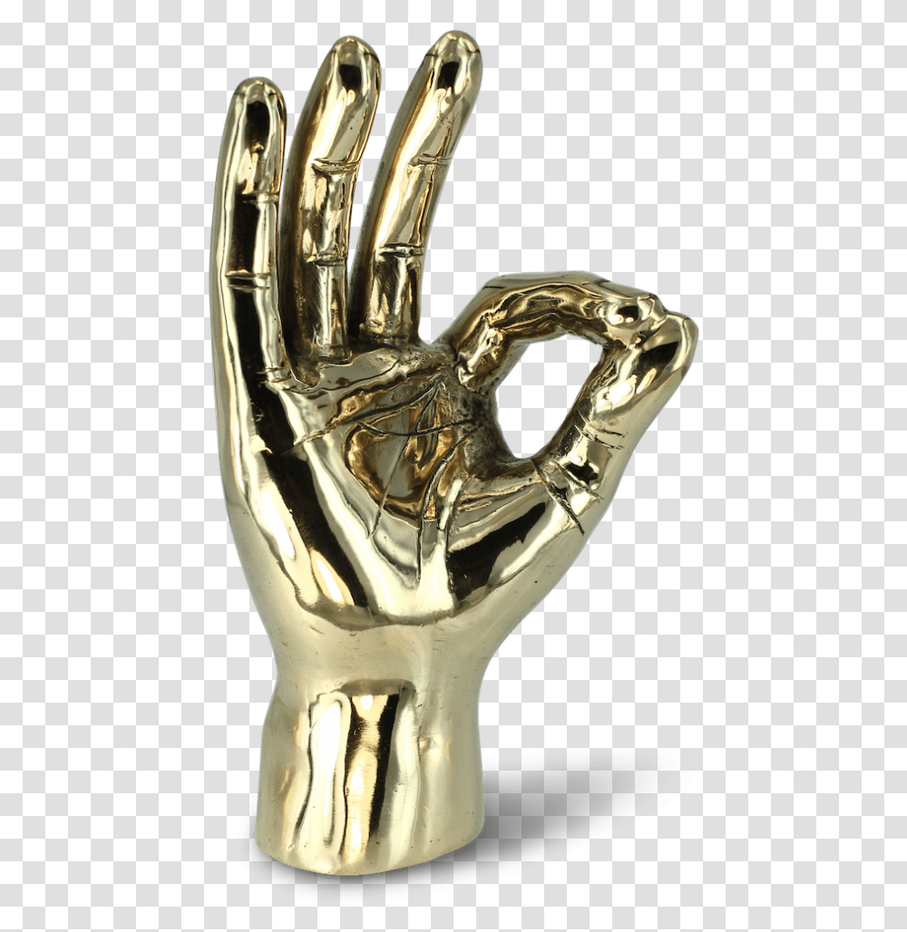 A Ok Brass Hand Gold Hand Sculpture Au, Trophy, Bronze, Treasure Transparent Png