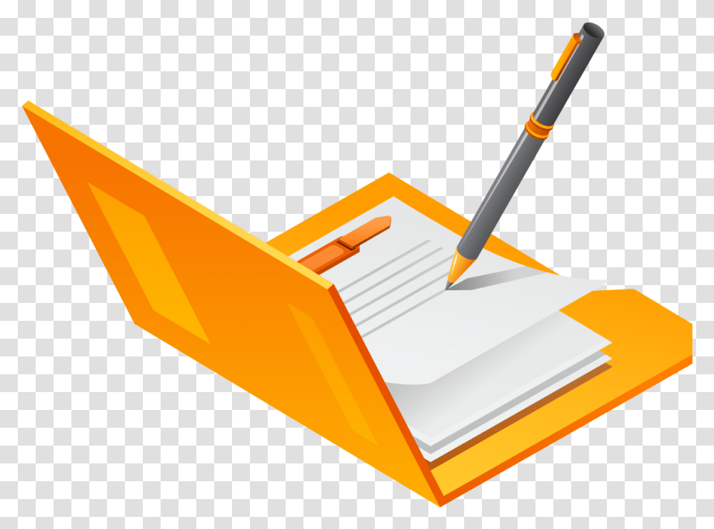 A Open Folder With Paper Pencil Transparent Png