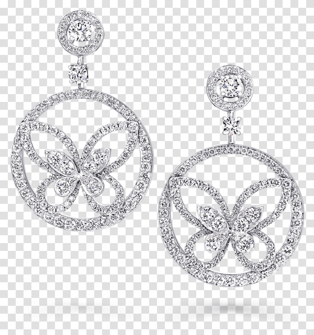 A Pair Of Graff Butterfly Silhouette Diamond Hoop Earrings, Accessories, Accessory, Jewelry Transparent Png