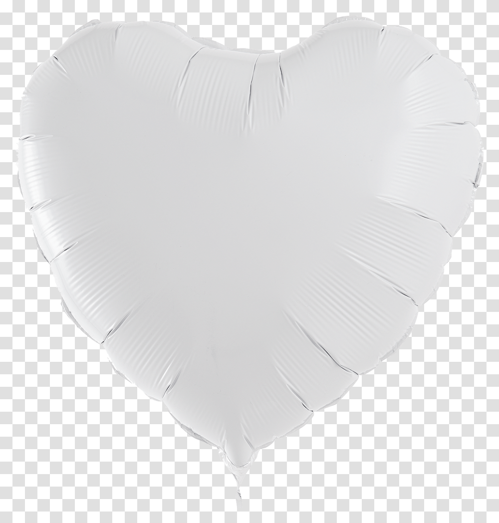 A Photograph Of White Foil Heart Balloon Heart, Cushion, Pillow, Person Transparent Png