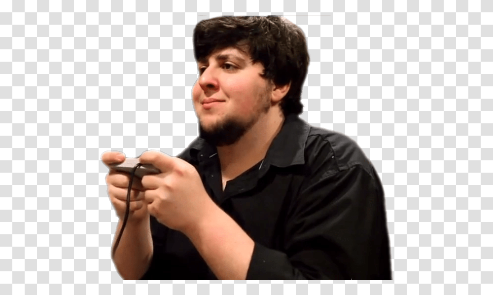 A Picture Of Jontron Holding An Nes Controller With Scott The Woz Jontron, Person, Human, Photography, Hand Transparent Png