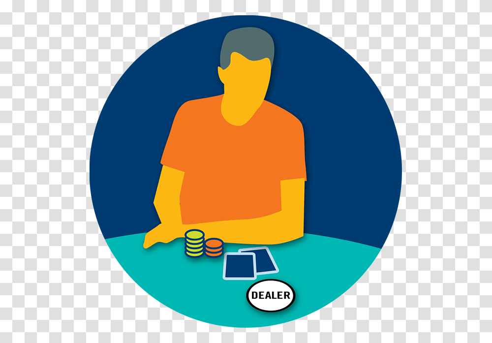 A Player Sits At The Poker Table With Chips Cards Illustration, Label, Outdoors, Teacher Transparent Png