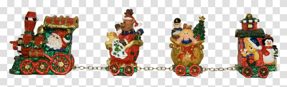 A Resin Christmas Train With 4 Parts Covered With Christmas Ornament, Accessories, Accessory, Figurine, Nutcracker Transparent Png
