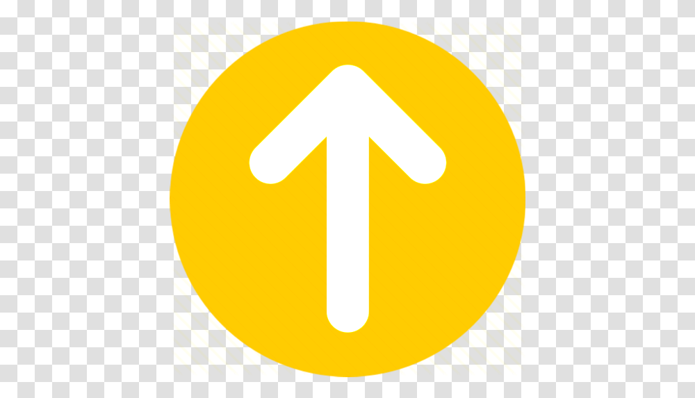 A Round Yellow Disc With Embedded Up Arrow Sign, Road Sign Transparent Png