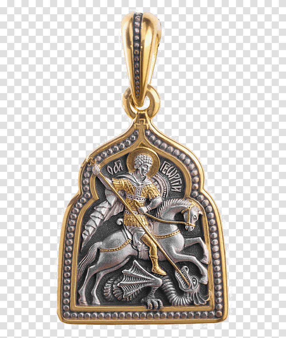 A Russian Orthodox Silver Icon Medal Pendant St George Pendant, Emblem, Accessories, Jewelry Transparent Png