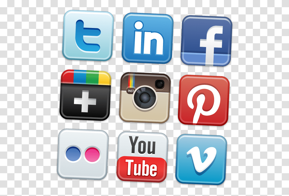 A Selection Of Social Media Service Logos Social Media Website Logo, Number, Alphabet Transparent Png