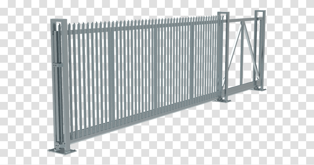 A Set Of Curvy Welded Fence Sliding Gate On White Background Gate, Picket Transparent Png