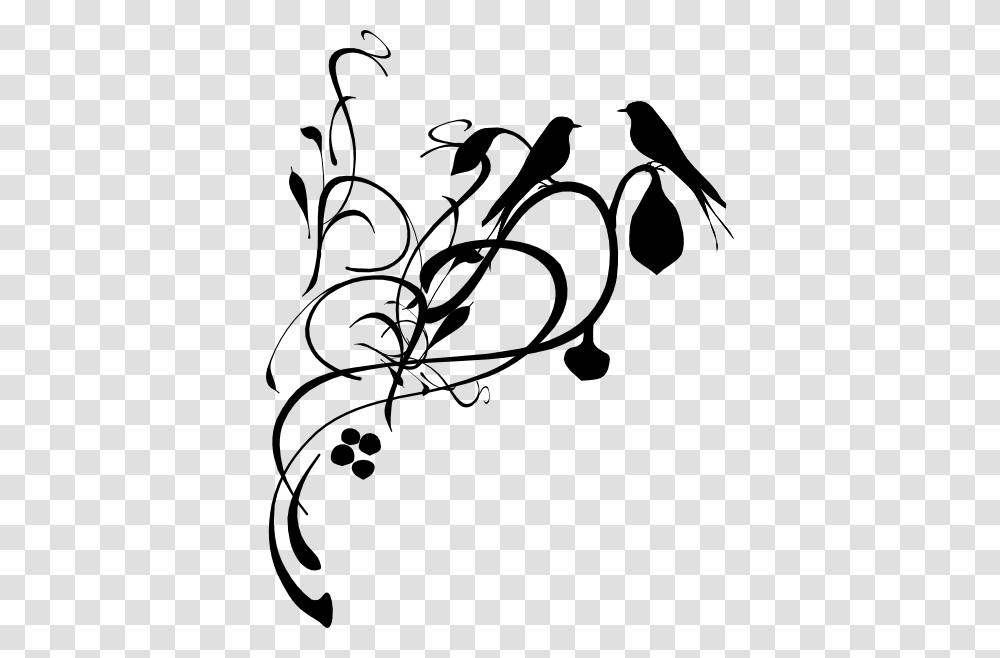 A Silhouette Of A Bird Singing, Stencil, Floral Design, Pattern Transparent Png