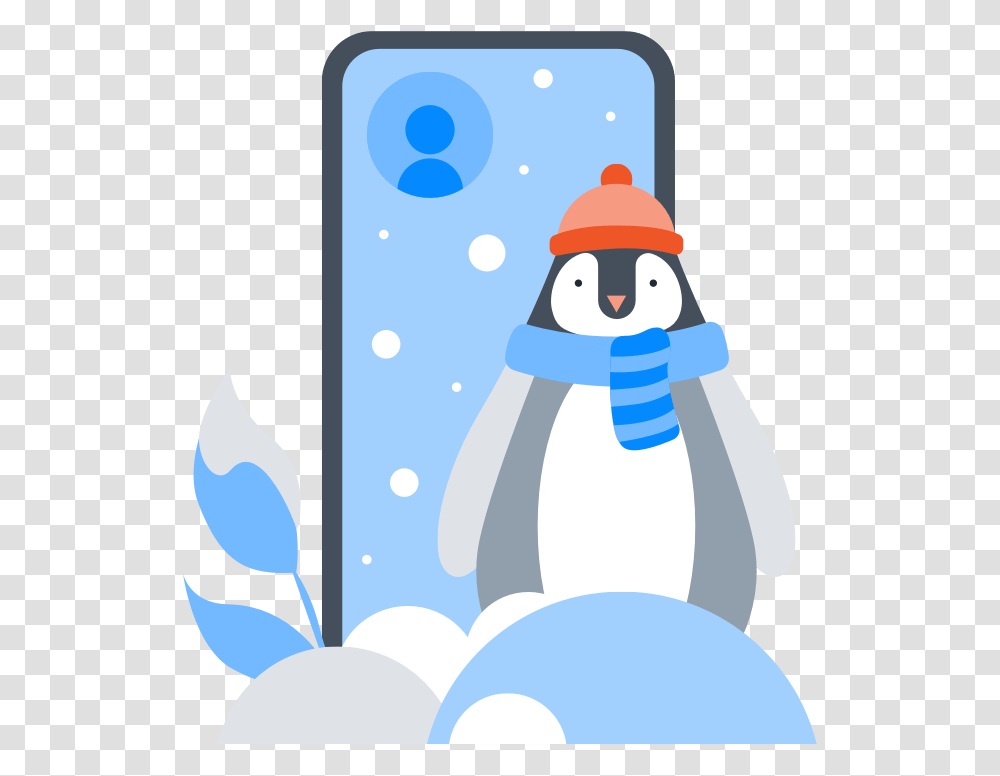 A Snowy Penguin And Device Illustrating A Frozen Account Cartoon, Nature, Outdoors, Snowman, Winter Transparent Png