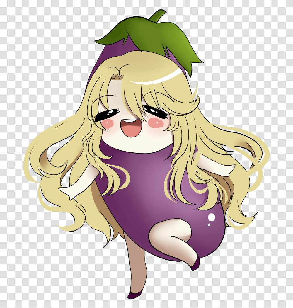 A Special Doodle Gift For Eggplant Senpai Rikashyeon Cartoon, Vegetable, Food, Produce Transparent Png