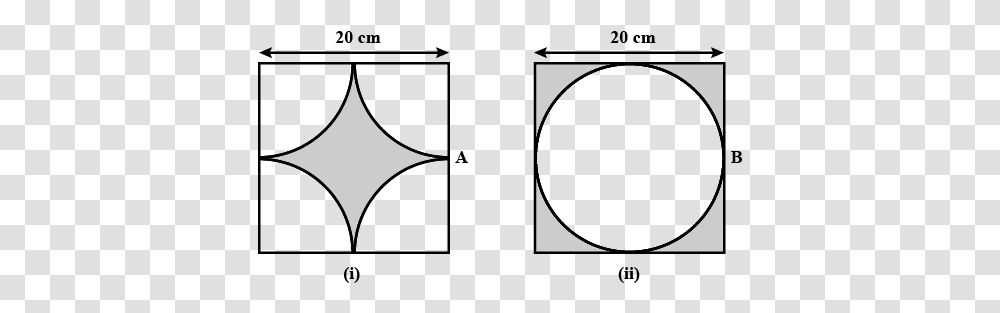 A Square Tile Of Length 20 Cm Has Four Quarter Circles Area Of Square With 4 Circles, Symbol, Logo, Trademark, Text Transparent Png