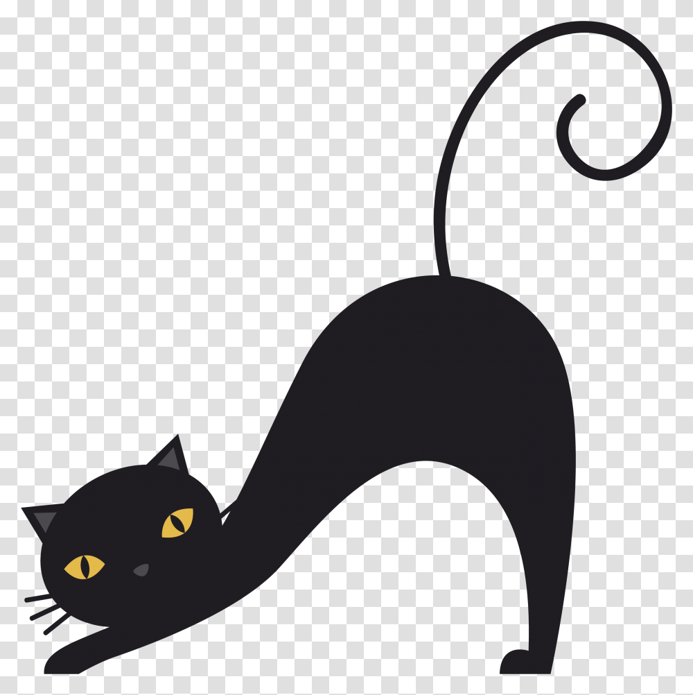 A Stretched Transprent Free Download Vector Black Cat, Pet, Mammal, Animal, Silhouette Transparent Png