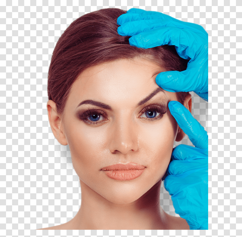 A Surgeon Working On A Woman's Face Botox Brow Lift, Person, Human, Apparel Transparent Png