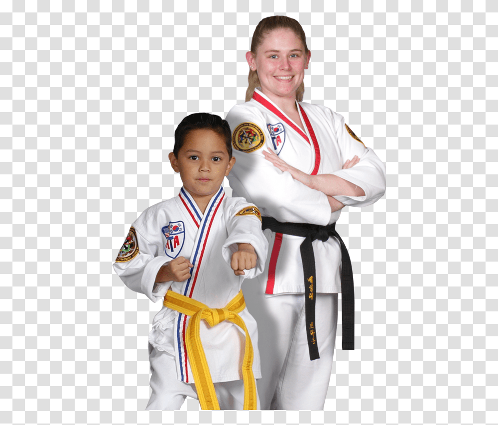 A Teen Girl And A Young Boy Martial Arts Students Karate, Judo, Sport, Person, Human Transparent Png
