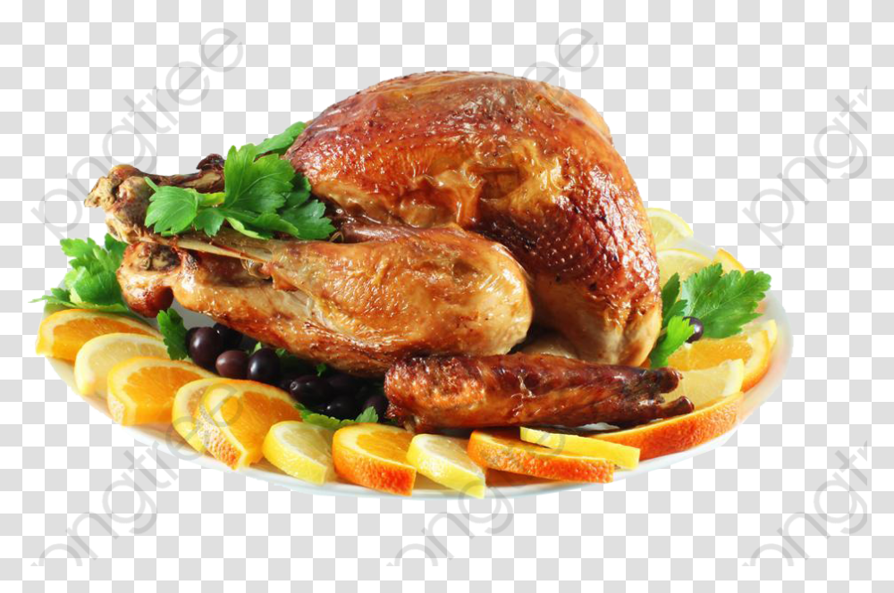 A Thanksgiving Turkey Dinner Turkey Clipart Dinner, Roast, Food, Meal, Burger Transparent Png