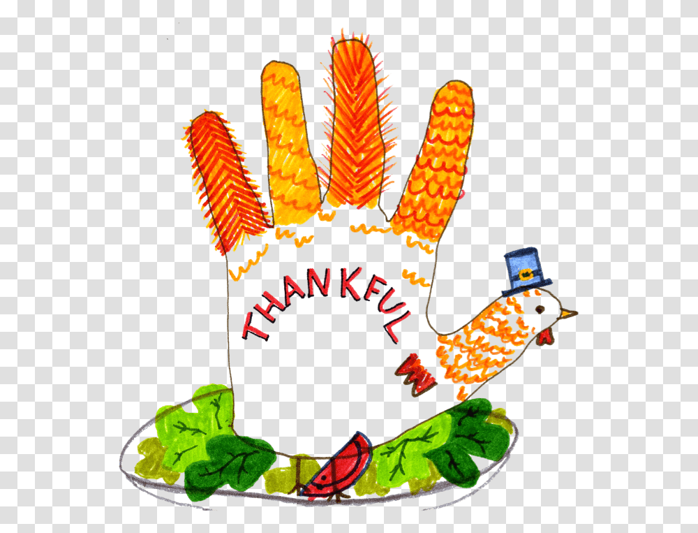 A Turkey On A Plate Wearing A Pilgrim Hat Illustration, Birthday Cake, Food Transparent Png