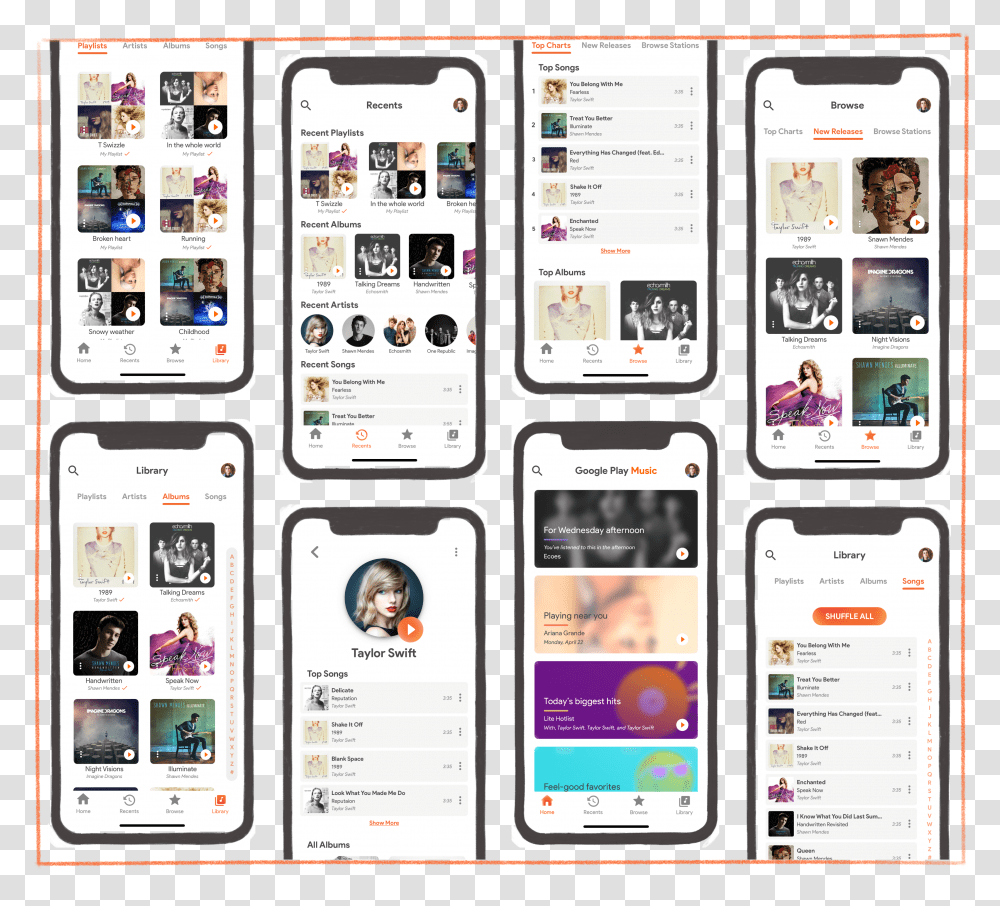 A Ux Redesign Of The Streaming Service Google Play Music Smart Device Transparent Png