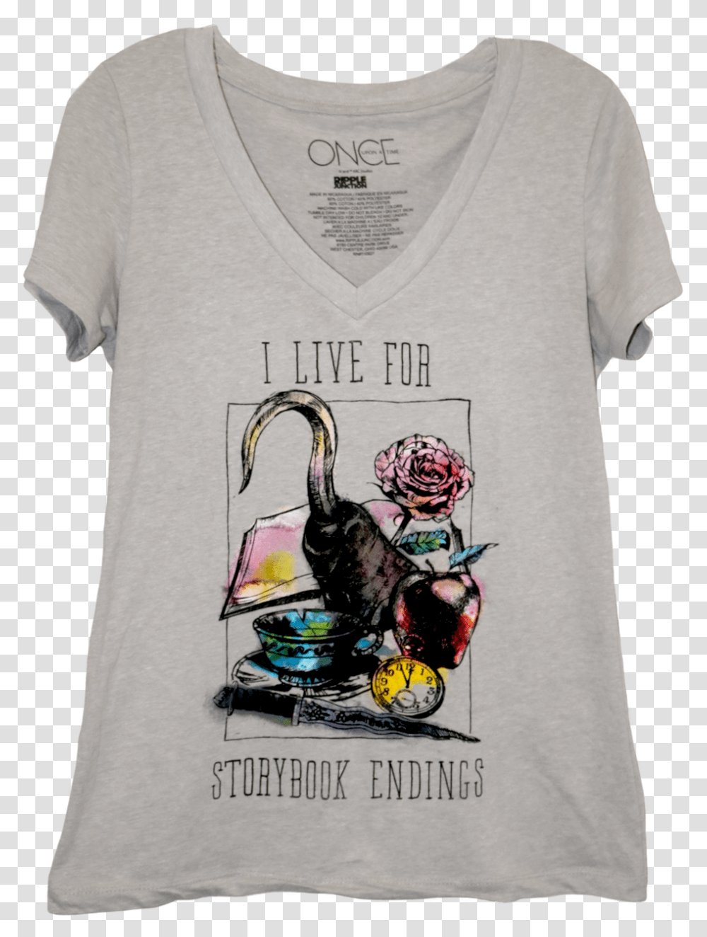 A V Neck T Shirt With Watercolor Images Of A Hook Live For Storybook Endings Shirt, Apparel, T-Shirt, Waterfowl Transparent Png