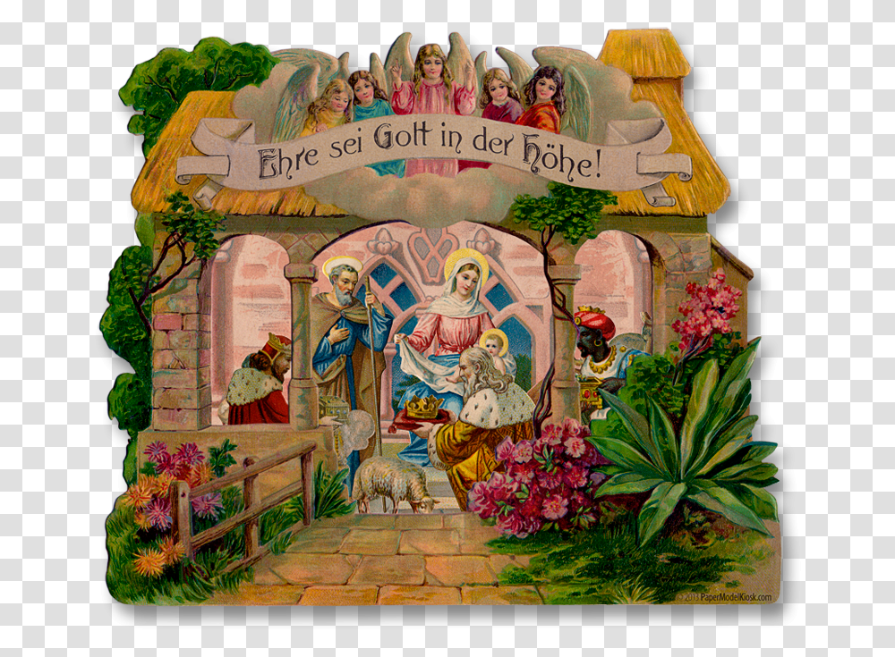 A Vintage Paper Nativity In Desperate Need Of Some Illustration, Person, Painting, Mural Transparent Png