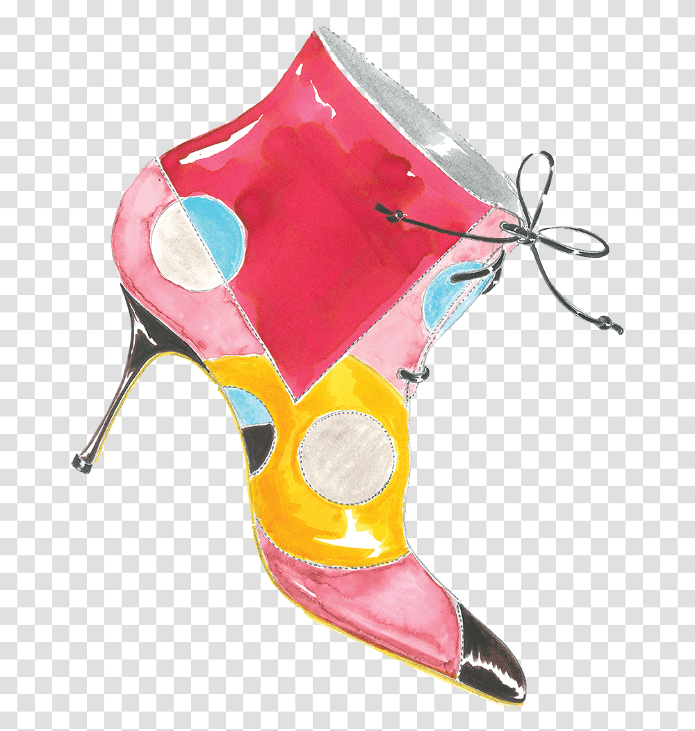 A Watercolour Ink Sketch Of Hilaria A Light Pink Lace Basic Pump, Apparel, Footwear, Shoe Transparent Png