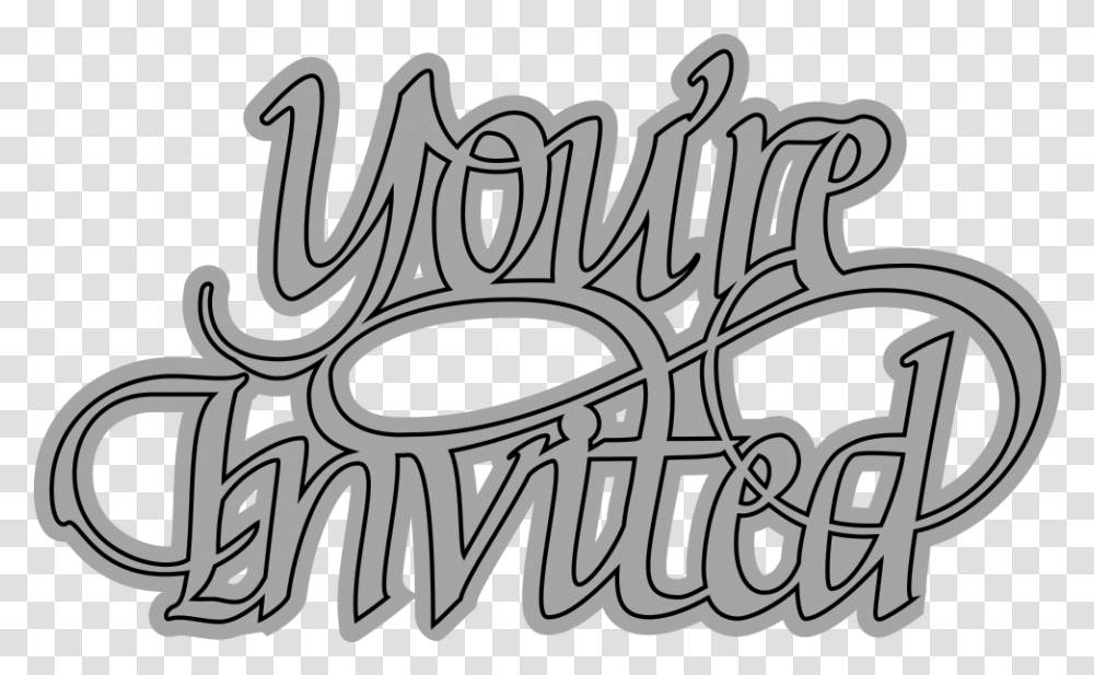 A Way With Words You're Invited Calligraphy, Handwriting, Label, Doodle Transparent Png