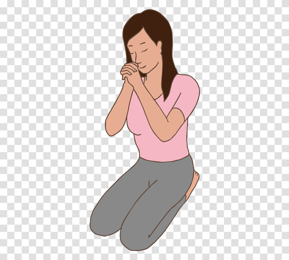 A Woman Praying Cartoon, Arm, Person, Female Transparent Png