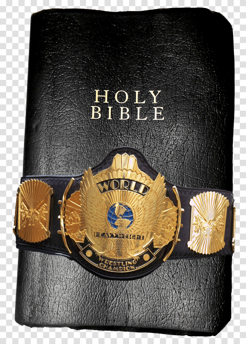 A Wrestling Championship Belt Around A Bible Bible Championship Belt, Purse, Handbag, Accessories, Logo Transparent Png