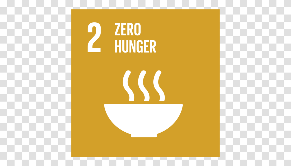 A Yellow Icon With An Image Of A Bowl And The Text Goal 2 Zero Hunger, Food, Label, Advertisement, Beverage Transparent Png