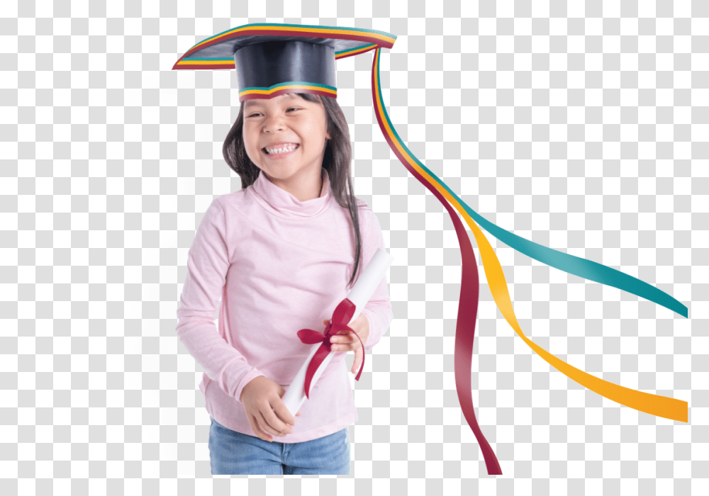 A Young Girl With A Graduation Hat Holding A Certificate, Person, Human, Female, Student Transparent Png