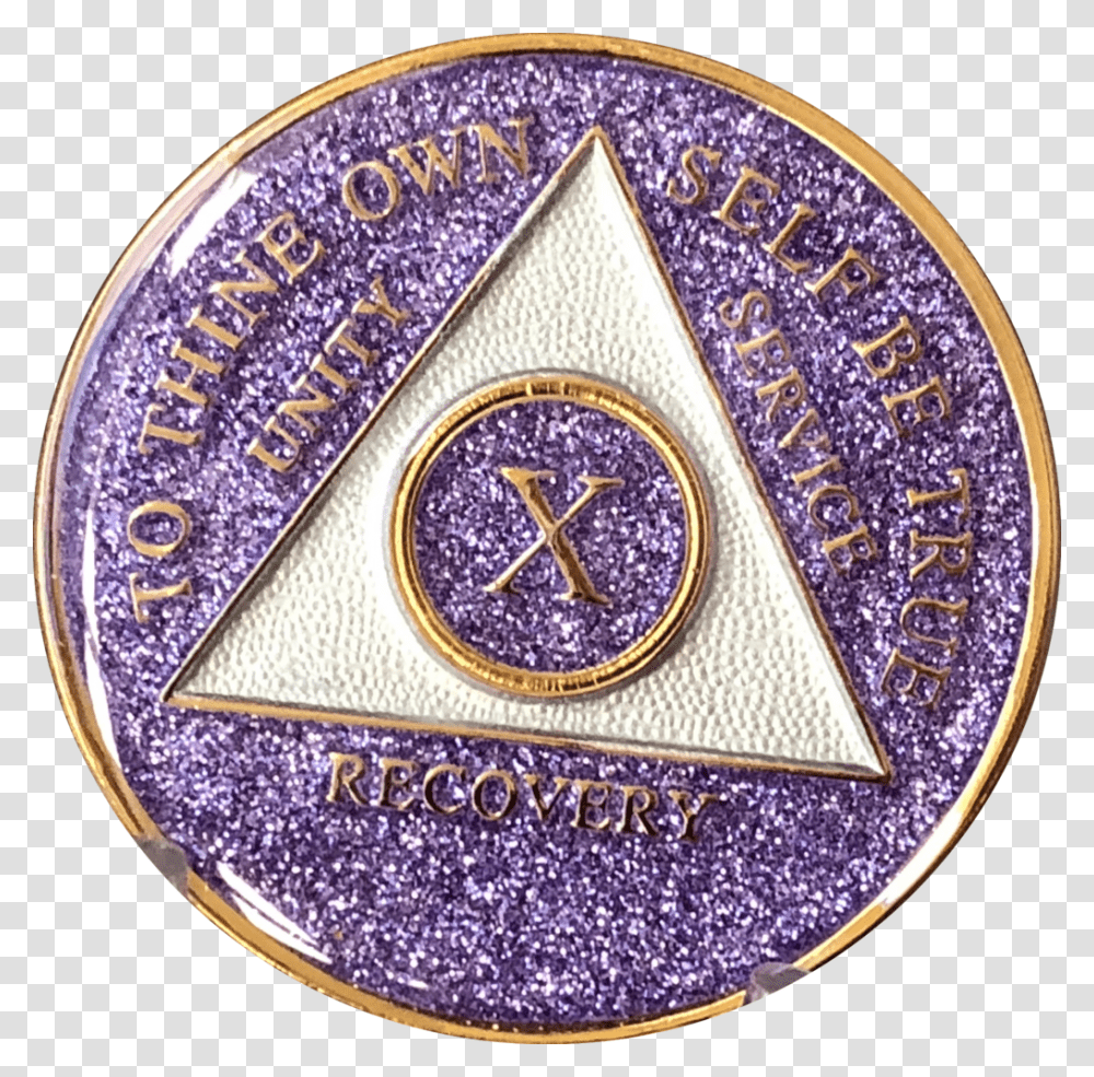 Aa Medallion Purple Glitter Tri Plate Sobriety Chip Needlework, Logo, Trademark, Badge Transparent Png