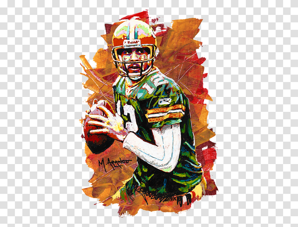 Aaron Tote Bag Featuring The Painting Aaron Rodgers Aaron Rodgers Illustration, Helmet, Person, Advertisement Transparent Png