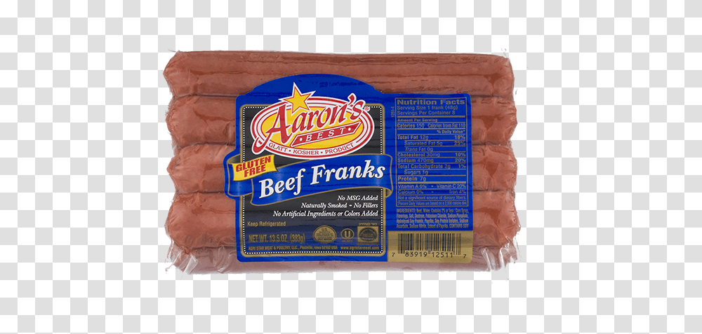 Aarons Beef Franks Aaron's Beef Hot Dogs, Food, Plant, Box, Sliced Transparent Png