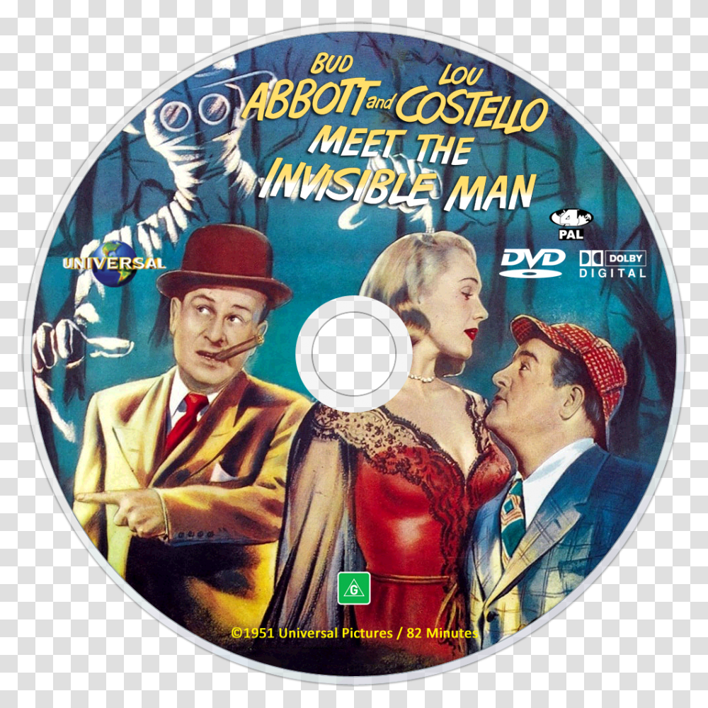 Abbott And Costello Meet The Invisible Man, Disk, Person, Human, Dvd Transparent Png