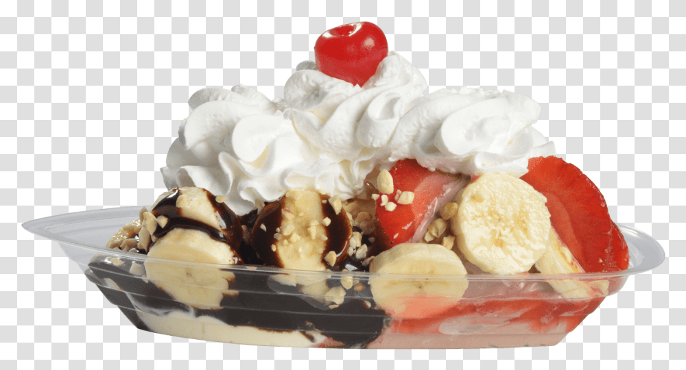 Abbotts Banana Split Vanilla Ice Cream, Dessert, Food, Creme, Whipped Cream Transparent Png