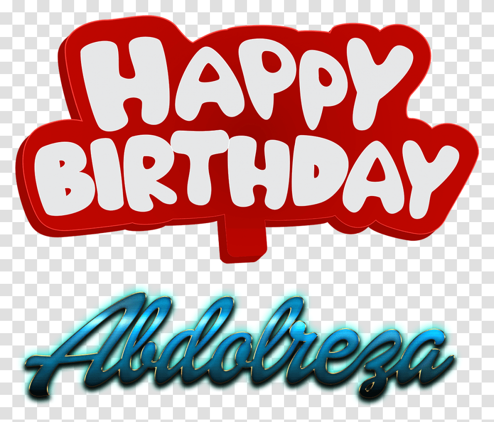 Abdolreza Happy Birthday Name Logo Calligraphy, Text, Light, Food, Meal Transparent Png