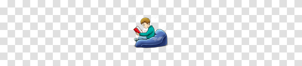 Abeka Clip Art Boy In Beanbag Chair Reading Red Book, Person, Helmet, People Transparent Png