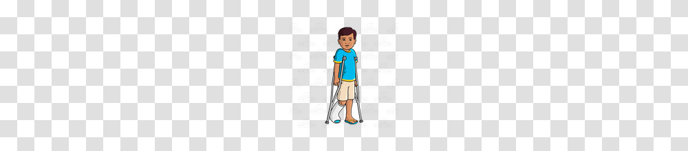 Abeka Clip Art Boy With Crutches Leg In Cast, Person, Figurine, Flyer Transparent Png