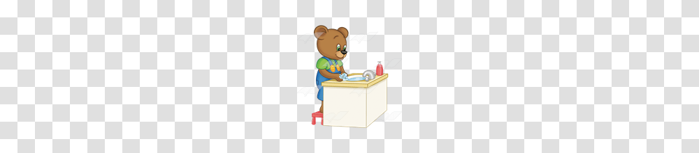 Abeka Clip Art Button Bear Washing Hands, Female, Reading, Indoors, Standing Transparent Png