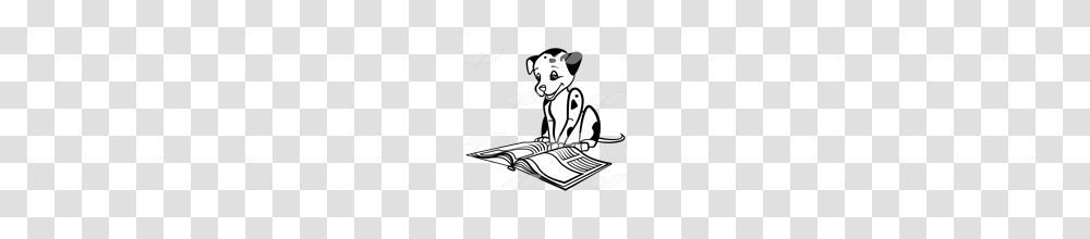 Abeka Clip Art Dalmatian Puppy Reading A Book, Person, Human, Stencil Transparent Png