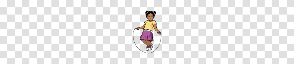 Abeka Clip Art Girl Jumping Rope Wearing A Yellow Shirt, Person, Female, Shorts Transparent Png