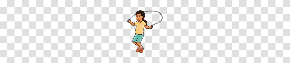 Abeka Clip Art Girl Jumping Rope Wearing A Yellow Shirt, Person, Performer, People, Juggling Transparent Png