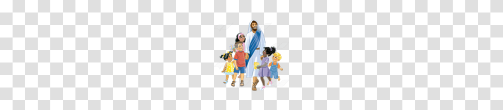 Abeka Clip Art Jesus And Children Holding Hands, Person, Human, People, Family Transparent Png