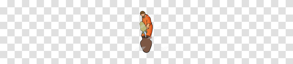 Abeka Clip Art Man Pouring Water Into Larger Pot, Person, Human, Performer, Cleaning Transparent Png