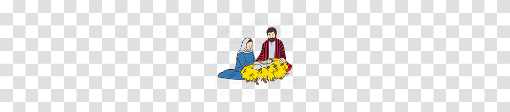 Abeka Clip Art Nativity Mary Joseph And Baby Jesus, Person, Flyer, People, Priest Transparent Png