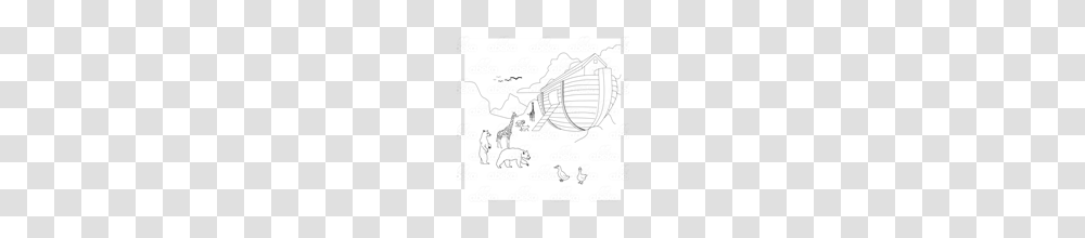 Abeka Clip Art Noahs Ark On Grass With Animals Milling, Person, Drawing, Plan Transparent Png