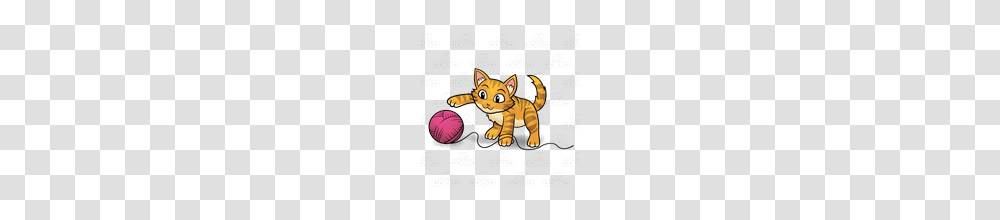 Abeka Clip Art Orange Kitten Playing With A Pink Ball Of Yarn, Animal, Mammal, Pet, Flyer Transparent Png