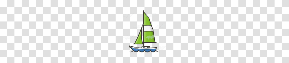 Abeka Clip Art Sailboat With Green Sail, Vehicle, Transportation, Yacht, Watercraft Transparent Png