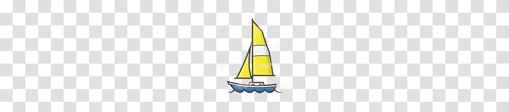 Abeka Clip Art Sailboat With Yellow Sail, Vehicle, Transportation, Spire, Architecture Transparent Png