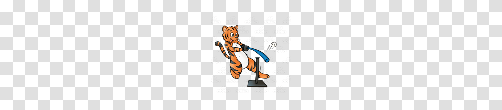 Abeka Clip Art Tiger Playing T Ball With Bat Tee And Ball, Person, Animal, Mammal, Hand Transparent Png